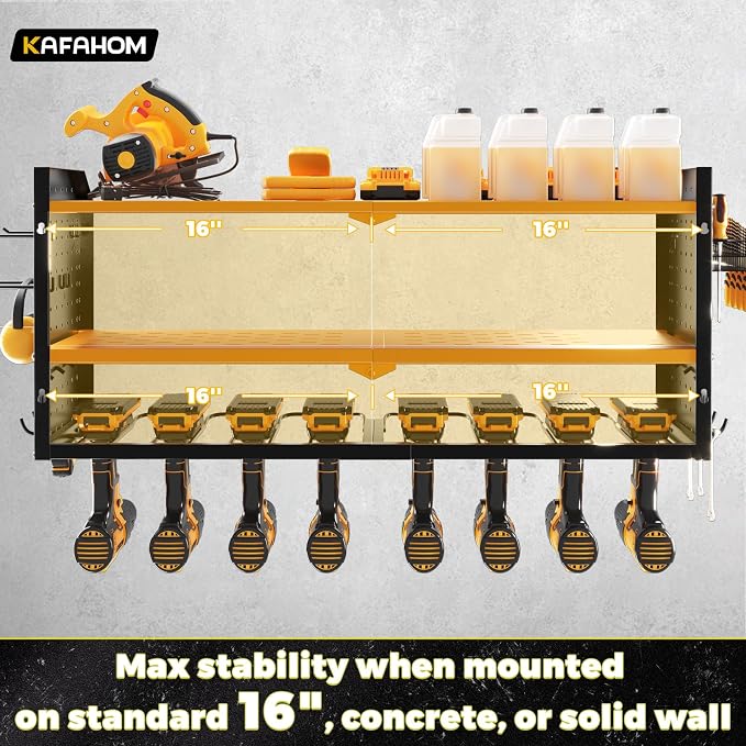 KAFAHOM Power Tool Organizer, Large 8 Drill Holder Wall Mount - Image 3