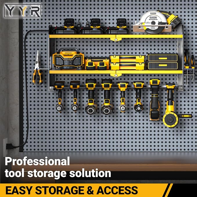 YYR Power Tool Organizer with Charging Station Wall Mount, Cordless Drill and - Image 4
