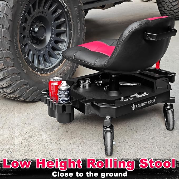 Rolling Stool with Wheels, Adjustable Height Pneumatic Garage Work Mechanic - Image 8
