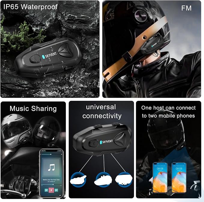 Q4 Motorcycle Bluetooth Communication System Headset Intercom, 4 Riders 1500m - Image 5