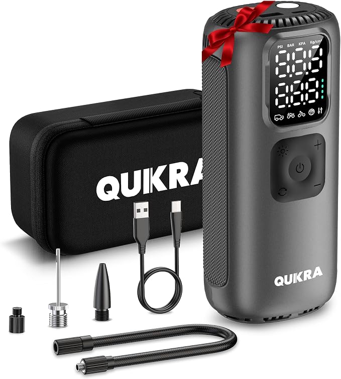 T22 Tire Inflator Protable Air Compressor, 160PSI Air Pump, 3× Faster Auto by QUIKRA