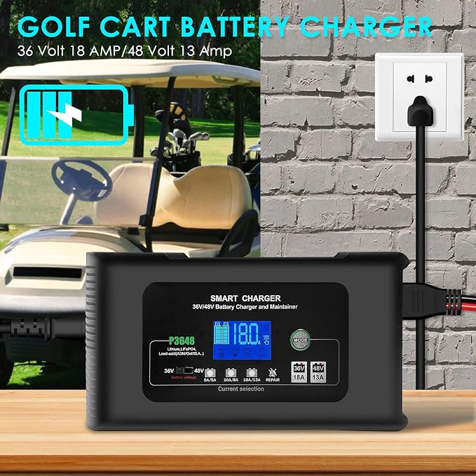 36V/48V Golf Cart Charger, 18Amp Smart Charger, Trickle Battery Charger - Image 6