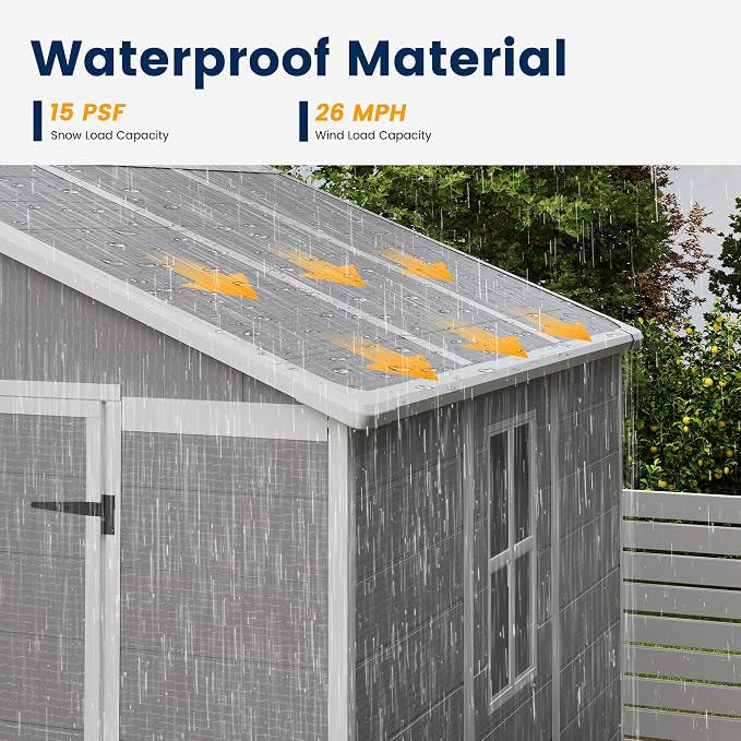 UDPATIO Resin Storage Shed 8 x 6 FT, Outdoor Garden Sheds - Image 4