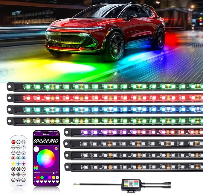 8PCS Car Underglow Light Bar Kit by MIRUNNY