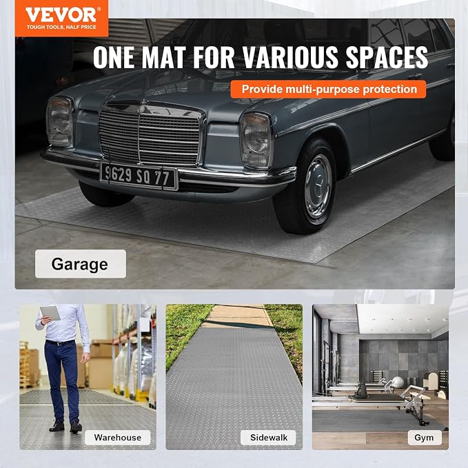 VEVOR Garage Floor Mat, 19 x 4.9 FT PVC Garage Flooring Roll, Non-Slip Diamond - Image 2