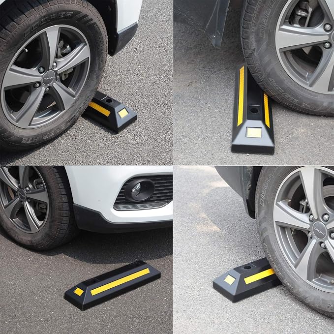 2 Pack Rubber Parking Guide Blocks Heavy Duty Wheel Stop Stoppers - Image 7
