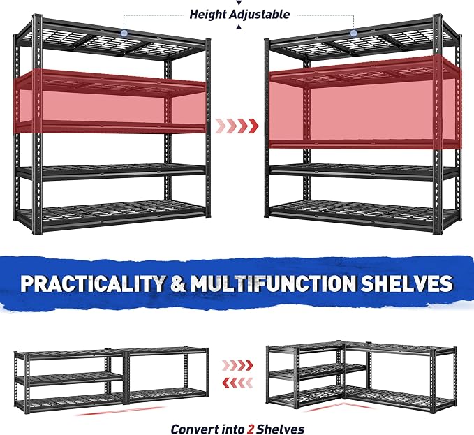 REIBII 48" W Garage Shelves, 5-Tier Garage Shelving Load 2750LBS, Adjustable - Image 6