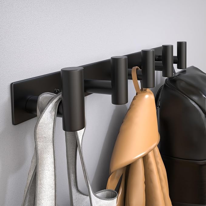 Wall Mounted Coat Rack-5 Hooks, Heavy Duty Stainless Steel Hook Rail by VINHOLD