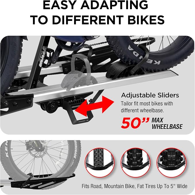Rockland Foldable 2-Ebike Rack, 200 lbs Capacity, Hitch Mount Electric Bike Rack - Image 7