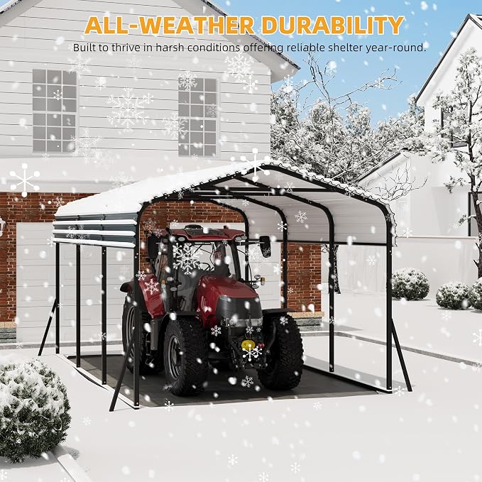10 x 15 FT Metal Carport with Galvanized Steel Roof, Heavy Duty Metal Roof - Image 5