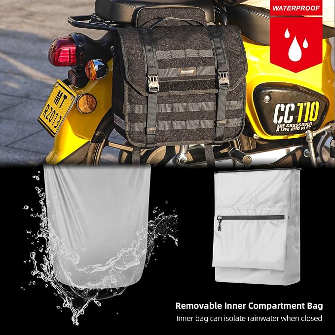 Rhinowalk Motorcycle Saddlebags, Waterproof Saddlebags, Quick Release 13L - Image 3