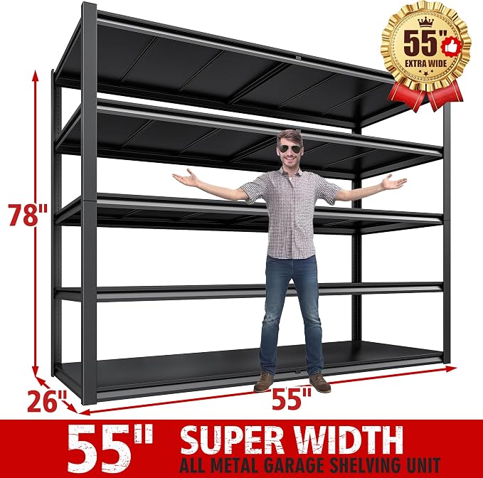 REIBII 78" H Garage Shelving, Storage Shelves Heavy Duty Load 3000LBS, - Image 2