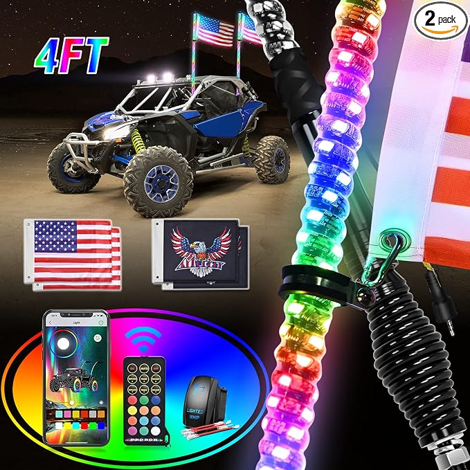 Nilight 2PCS 4FT RGB LED Whip Light by Nilight