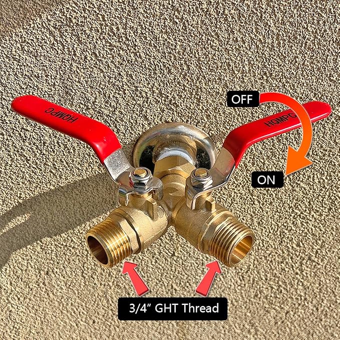 HQMPC Garden Hose Y Valve Splitter Brass Hose Splitter - Image 6
