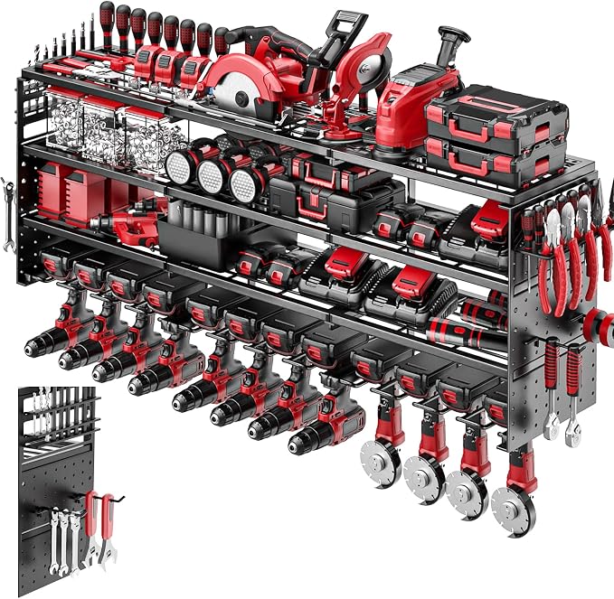 52" W Large Power Tool Organizer Wall Mount -12 Drill Holder by ODSNANIE
