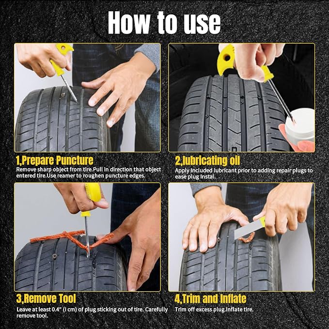 Tire Repair Kit, Universal Tire Repair Tools to Fix Punctures and Plug Flats - Image 4