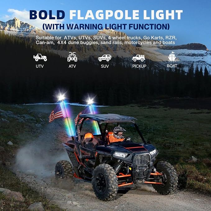 2Pack 2FT Fat Whip Lights, LED Whip Lights - Image 3