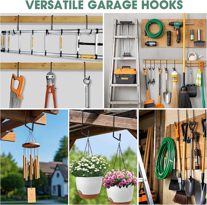 Bike Hooks for Garage 6 Pcs Ceiling Bike Hangers, Steel Metal Large Hook - Image 4