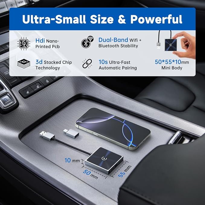 Wireless CarPlay Adapter for iPhone– Super mini 2 in 1 Plug Convert Wired to - Image 3