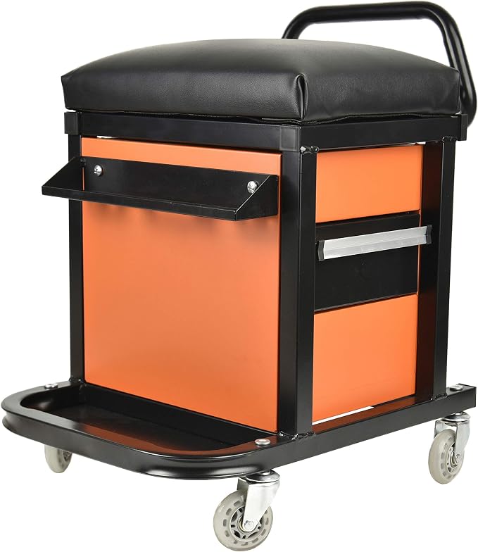 Eisen Rolling Tool Box with Seat, Mechanics Seat with Storage Drawers and - Image 3