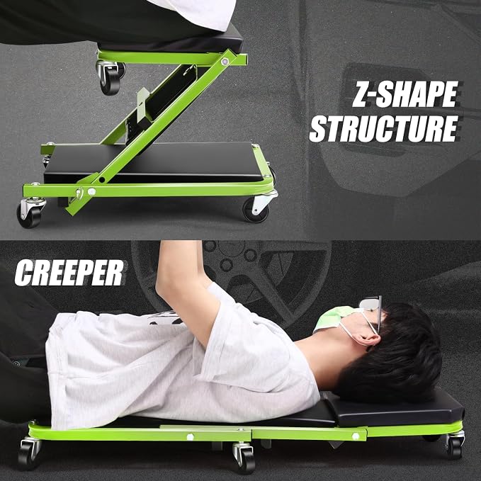 PM PERFORMOTOR 36 Inches Folding 2 in 1 Rolling Z Creeper, Adjustable Roller - Image 7