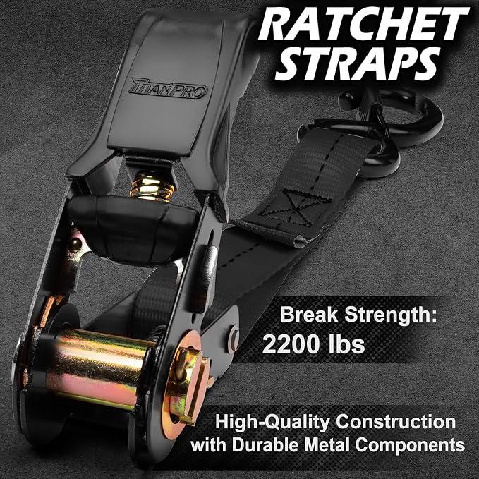 TitanPro Heavy Duty Ratchet Straps 4-Pack - Image 2