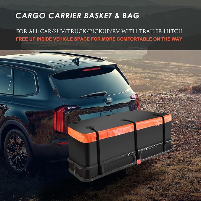 MeeFar Hitch Mount Cargo Carrier Basket 53" x19" x 5"+Waterproof Cargo Bag - Image 8