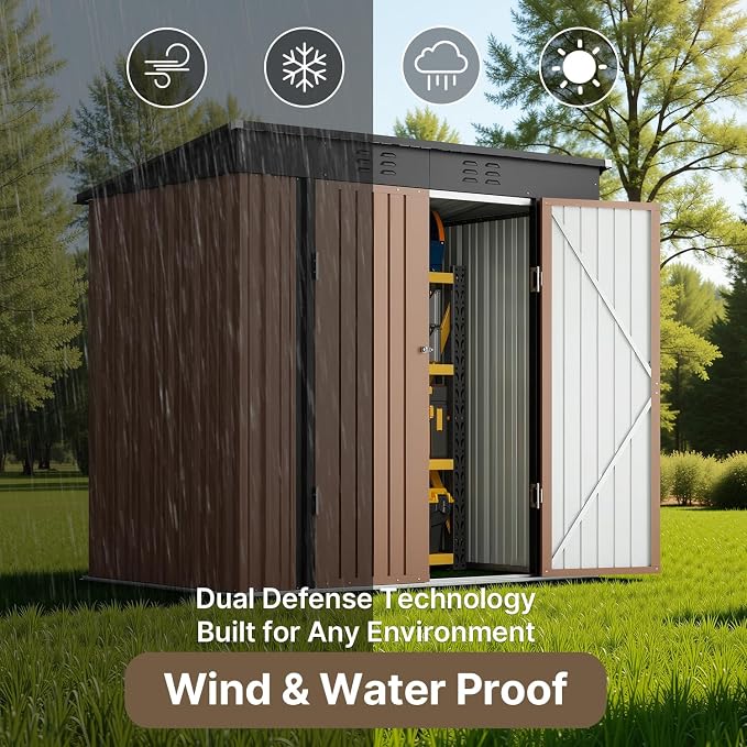 Bealife Outdoor Storage Shed Clearance, Metal Outdoor Storage Cabinet, - Image 5