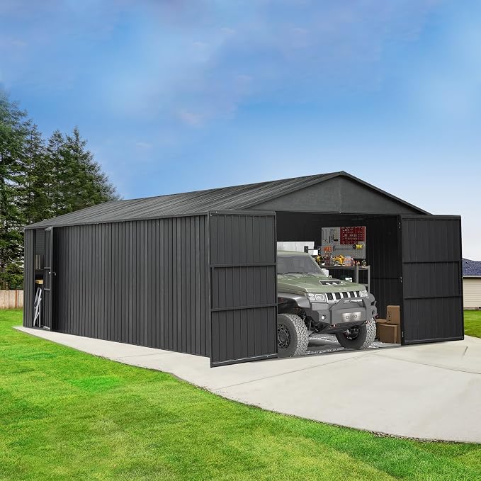 Domi 12'x25' Metal Garage Shed, Heavy Duty Outdoor Steel Carport by domioutdoorliving