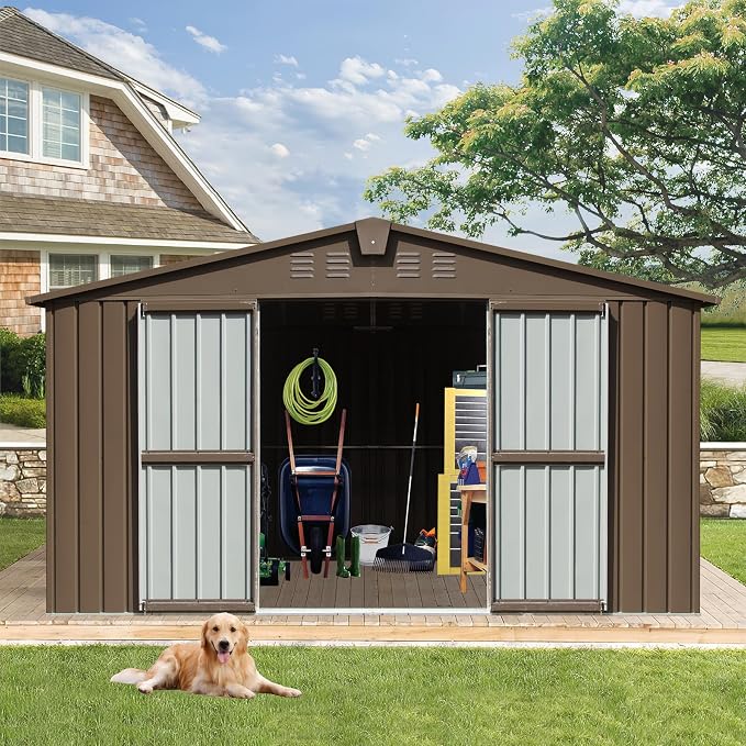 IKERY Large Galvanized Steel Storage Shed - Image 3
