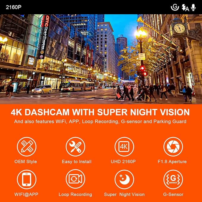 Front 4K & Rear 1080P Dash Cam Custom fit - Image 8