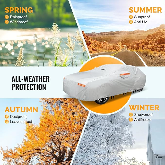30 Layers Car Cover for Automobiles All Weather Waterproof, Outdoor Snowproof - Image 6