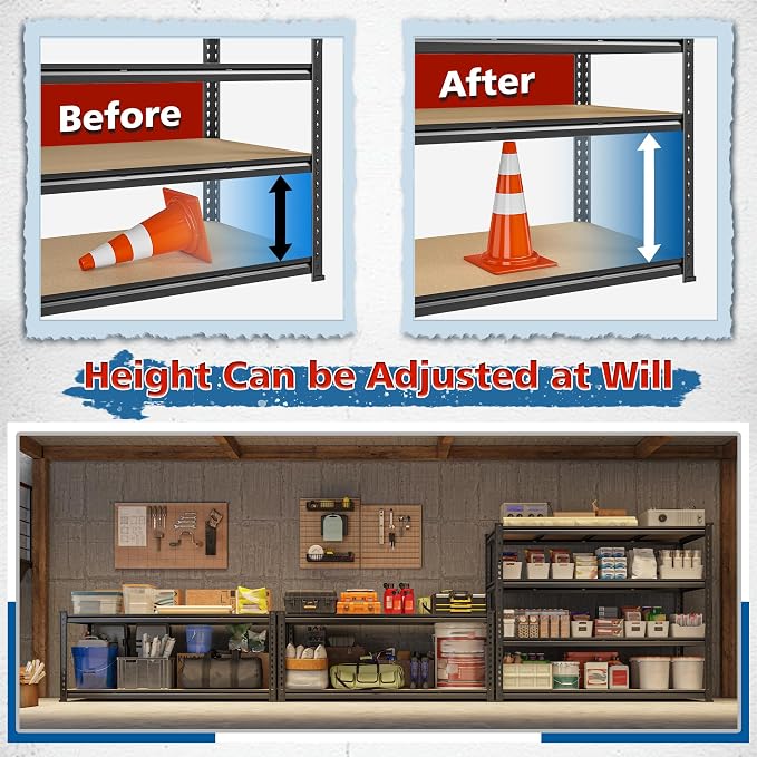 55" W Storage Shelves, 2040LBS Garage Shelving Heavy Duty, 4-Tier Heavy Duty - Image 6