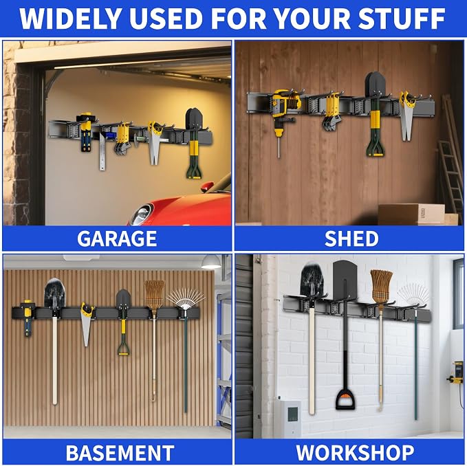 Garage Organization Tool Organizer Wall Mount, 48inch Heavy Duty Garden Tool - Image 2