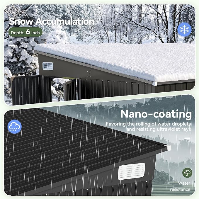 Aoxun 7' x 4' Shed 140 CU.FT Outdoor Waterproof Storage Shed - Image 7
