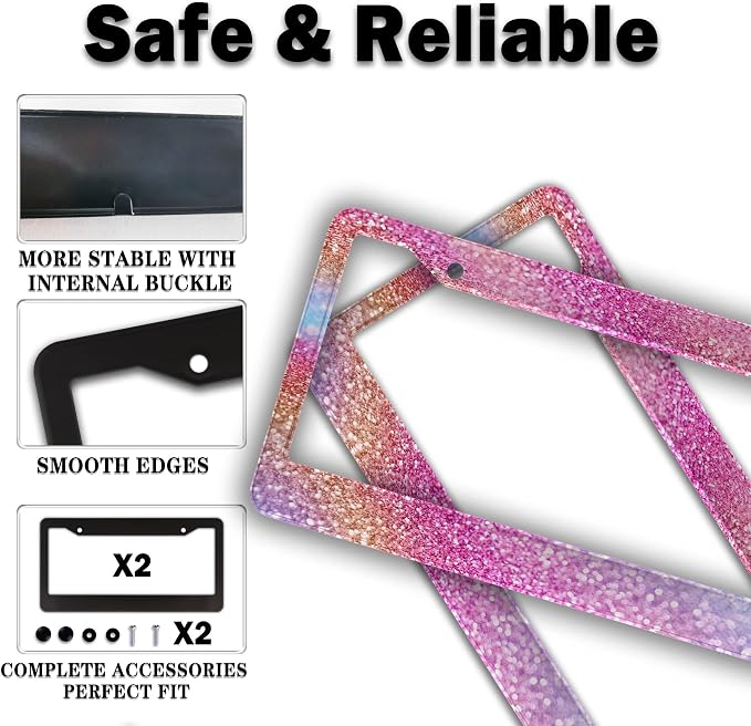 License Plate Frame Multicolor License Plate Holder Shining Rainbow Gradient - Image 4