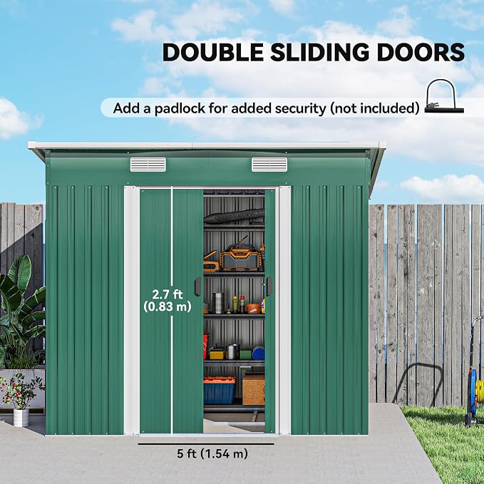 Outsunny 7' x 4' Outdoor Storage Shed, Metal Garden Tool House - Image 4