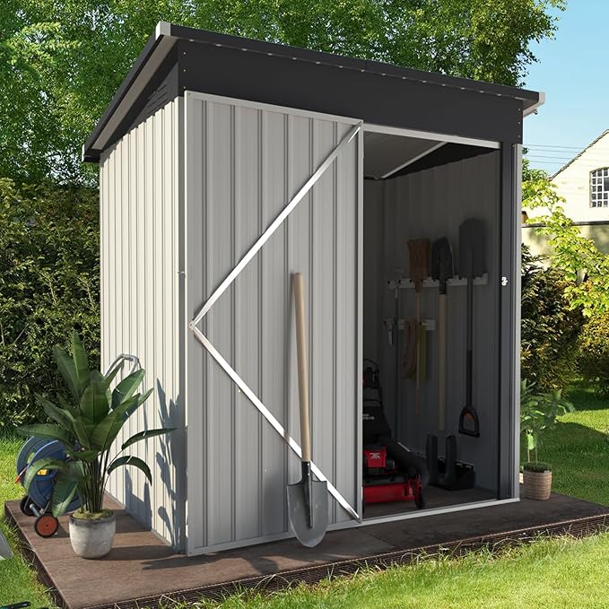 U-MAX 5' x 3' Outdoor Metal Storage Shed, Steel Garden Shed - Image 3