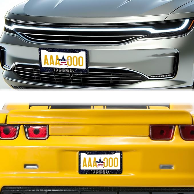 Automotive Exterior Accessories Black and White License Plate Frames Celestial - Image 8
