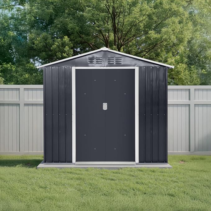 7x4.3 Ft Outdoor Storage Shed, Heavy-Duty Metal Shed - Image 7