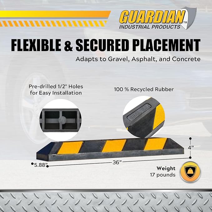 Guardian DH-PB-5 Heavy Duty Rubber Parking Curb - Image 2