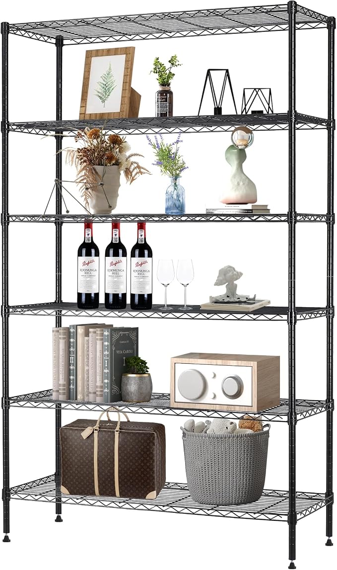 16''Lx42''Wx72''H 6 Shelf Wire Shelving Unit Heavy Duty Metal Storage Shelves by BestOffice