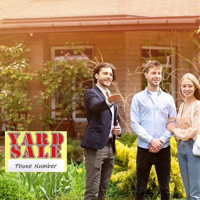 Marsui 3 Pcs Yard Sale Sign 23.6 x 15.7 Inch Double Sided Yard Sale Sign - Image 6