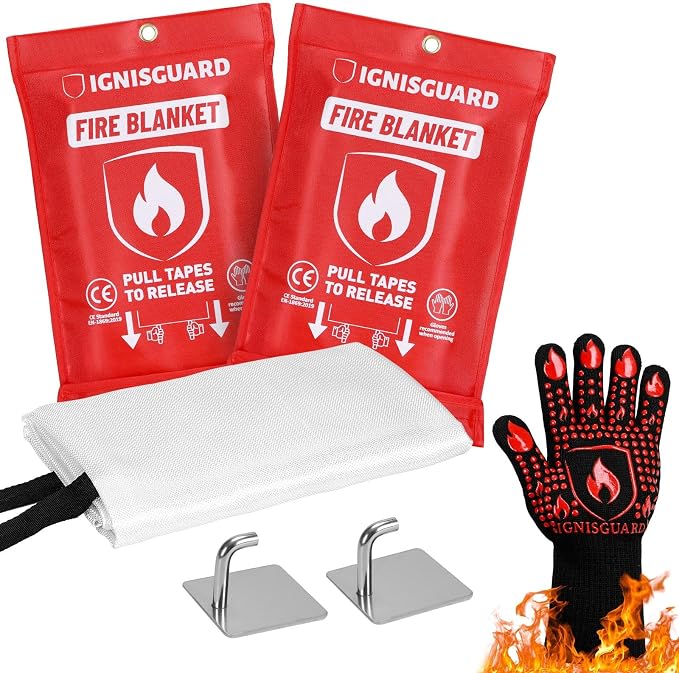 Emergency Fire Blanket for Home and Kitchen, Fiberglass Fire Blankets Emergency by IGNISGUARD