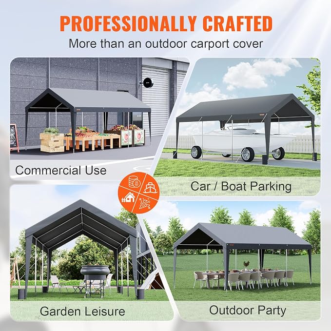 VEVOR Carport Car Canopy 10x20ft, Upgraded Heavy Duty Car Port Garage Boat - Image 5