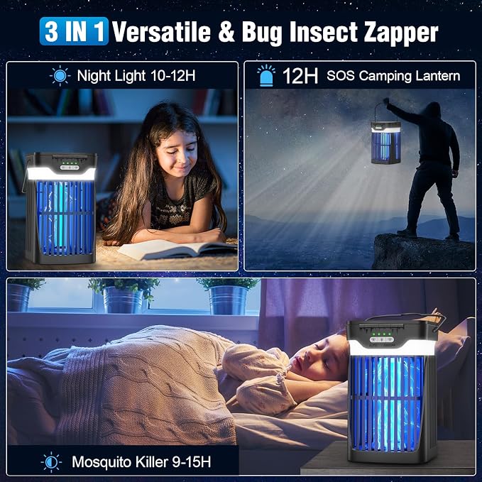 Solar Bug Zapper Outdoor and Indoor, Dual Folding Solar Panel - Image 5