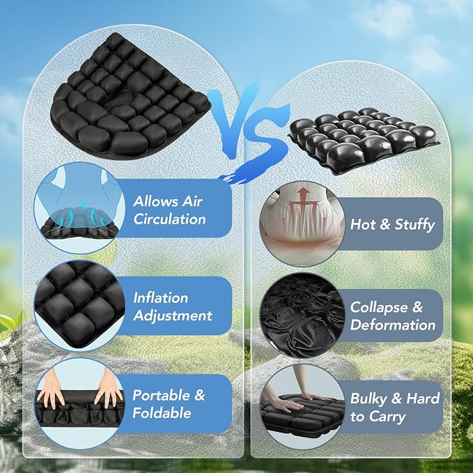 Travel Seat Cushion, 3D Air Inflatable Pressure Relief Cushion - Image 4