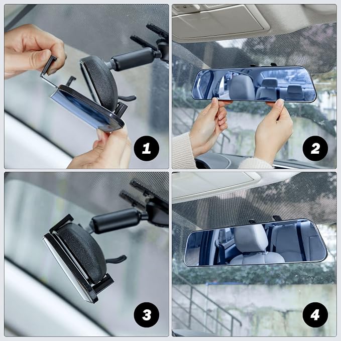 JOYTUTUS Rearview Mirror, 12 Inch Panoramic Anti-Glare Clip-on Wide Angle - Image 3