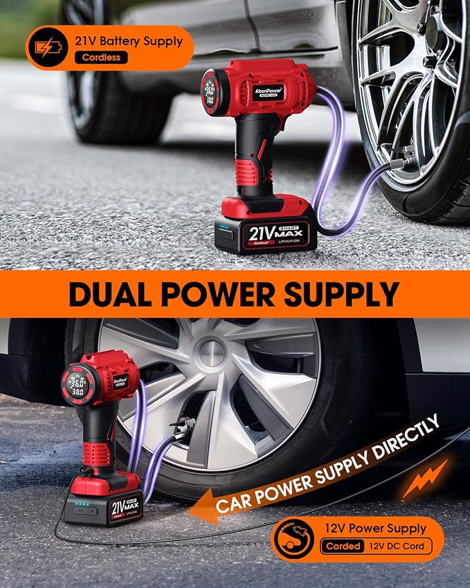 Cordless Tire Inflator Portable Air Compressor, 160PSI Car Tire Air Pump - Image 5