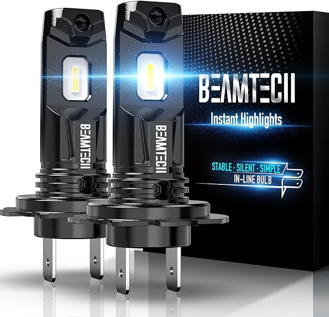 BEAMTECH H7 Fog Light Bulb Fog Light 6500K Xenon White Fanless In Line Pack Of 2 by BEAMTECH